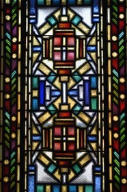 France, Allier (03), Vichy, Notre Dame des Malades (Our Lady of the Sick) church and Saint Blaise church, vitraux réalisés par les frères Mauméjean en 1933, detail