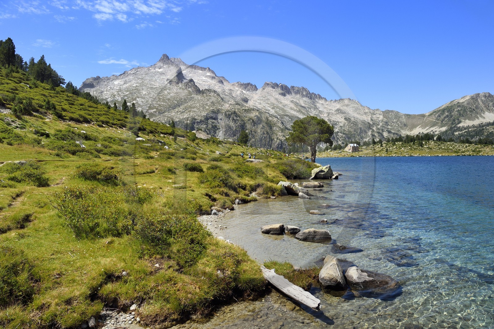 France, Hautes-Pyrénées (65), Saint-Lary-Soulan et Vielle-Aure, Réserve naturelle nationale du Néouvielle, randonnée des lacs du Neouvielle, lac d'Aumar et le pic de Néouvielle en arrière plan