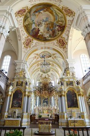 France, Bas Rhin, the Ried, Ebersmunster, abbey church of Saint-Maurice from the 18th century and german baroque style