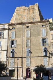 France, Corse du Sud, Bonifacio, building of the lower town below the citadel