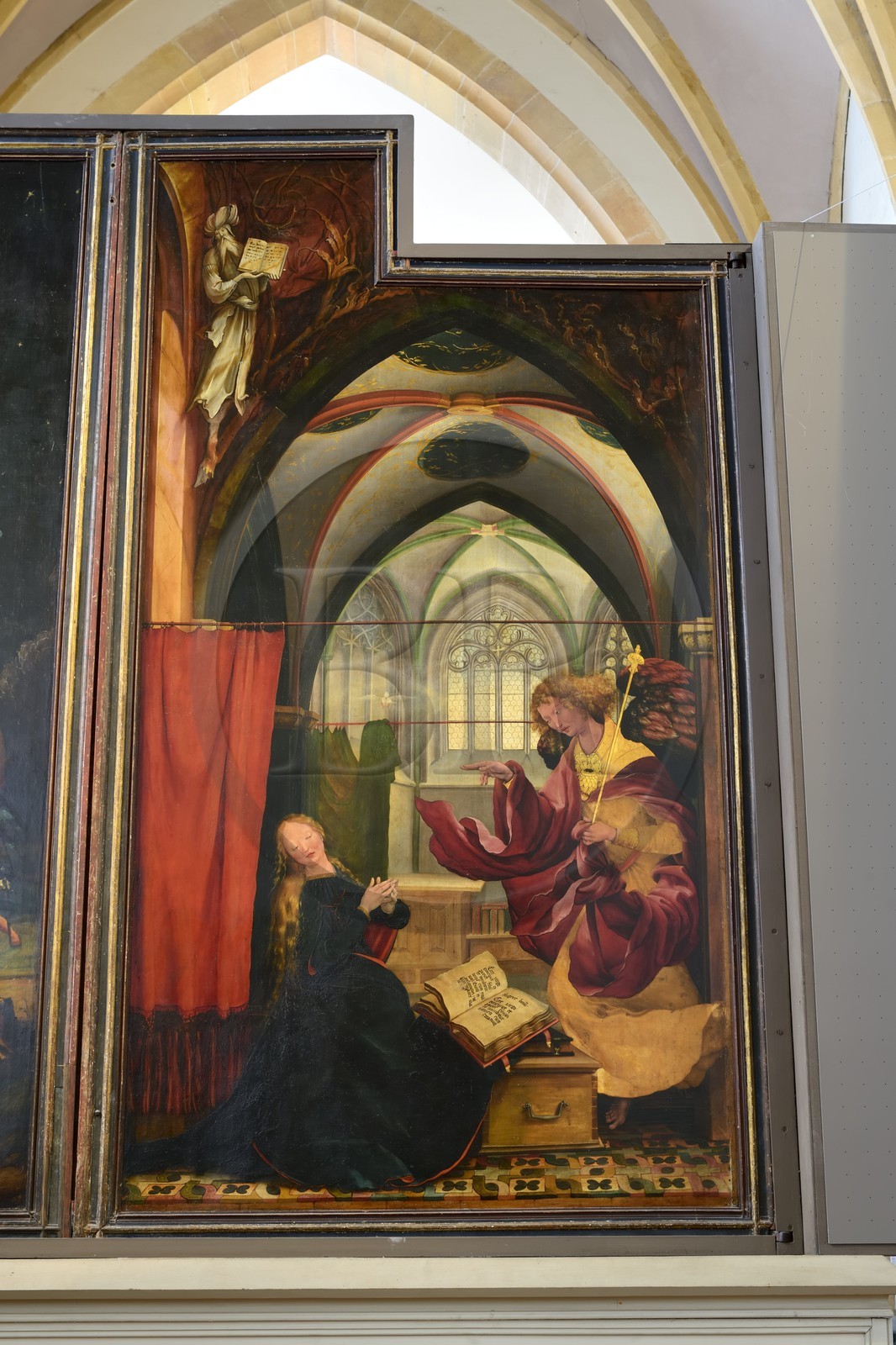 France, Haut-Rhin (68), Colmar, le musée Unterlinden, le retable d'Issenheim attribué à Grünewald, première ouverture représentant l’accomplissement de la nouvelle loi, panneau de la Résurrection