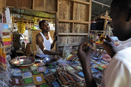 Tanzania, Zanzibar Archipelago, Unguja island (Zanzibar), Stone Town, listed as World Heritage by UNESCO, Darajani market, spice stall
