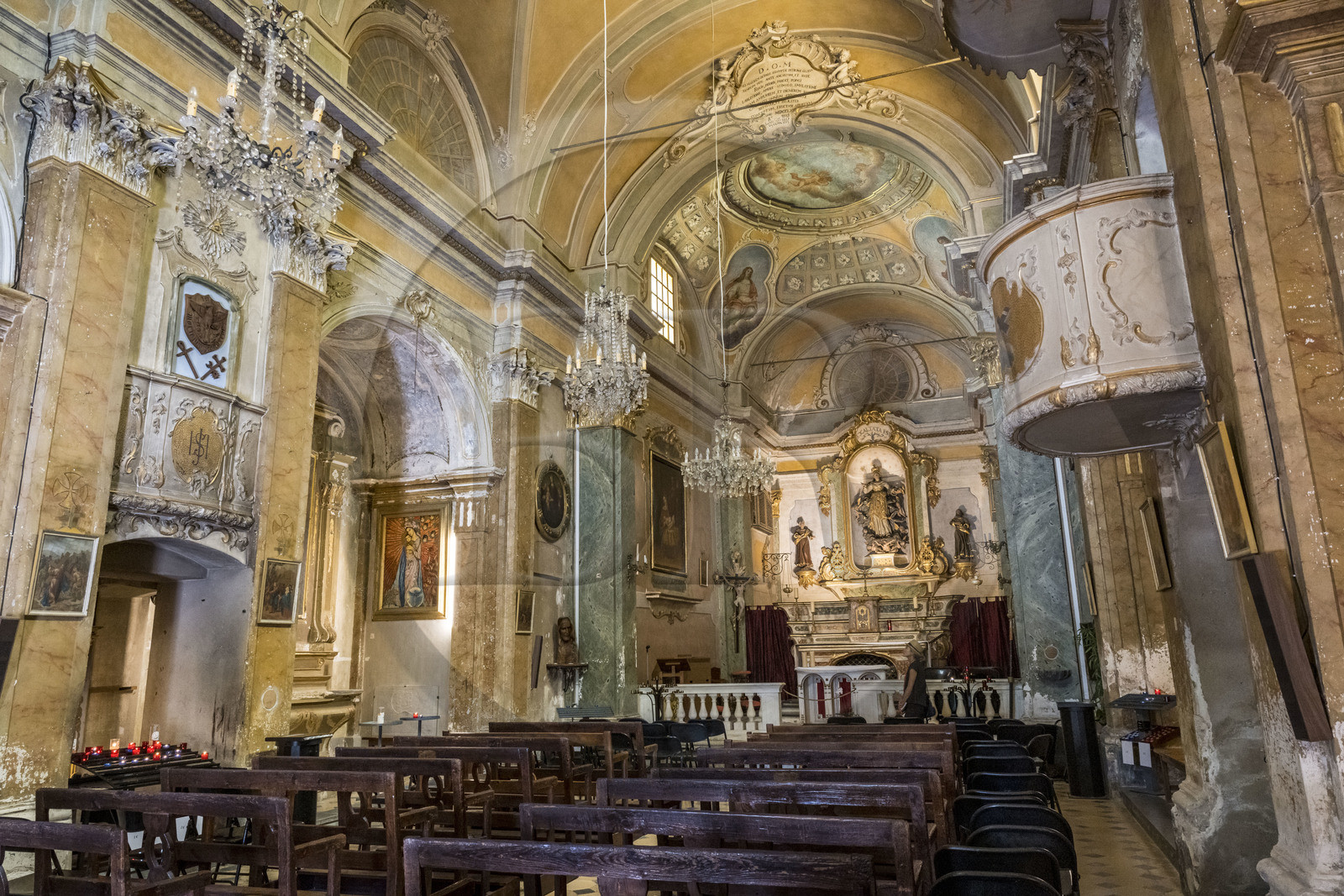 France, Alpes-Maritimes (06), le village perché d'Eze, église baroque Notre Dame de l'Assomption (XVIIIème siècle)