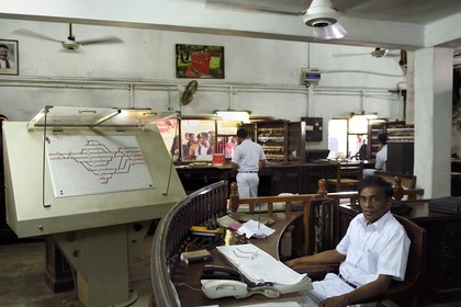 Sri Lanka, Colombo, central Colombo Fort train station control center and the ticket office in the background