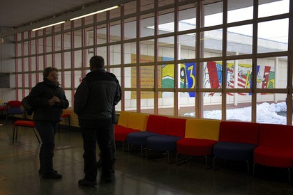 France, Manche, Cotentin, Saint Lo, memorial hospital listed monument historique, mosaic fresco by Fernand Leger