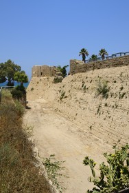Israel, Haifa District, Caesarea (Caesarea Maritima), ruins of Caesarea, ramparts of the citadel of the Crusaders