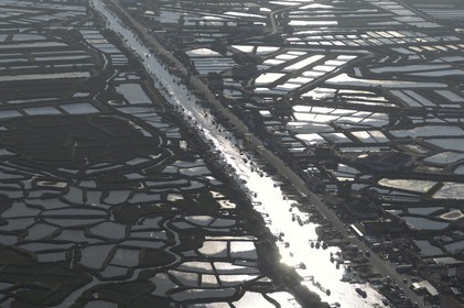 France, Charente-Maritime (17), bassin de Marennes-Oléron, La Tremblade, port de la grève (vue aérienne)