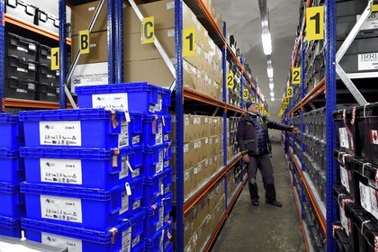 Norway, Svalbard, Spitzbergen, Longyearbyen, Svalbard Global Seed Vault (Seed Bank), seed storage room artificially maintained at -18°C, there are nearly 900000 samples deposited, from 200 countries of origin and 73 depositor institutes