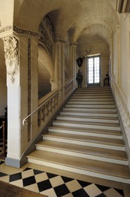 France, Loir-et-Cher (41), château de Cheverny, le grand escalier d'honneur cher à Hergé