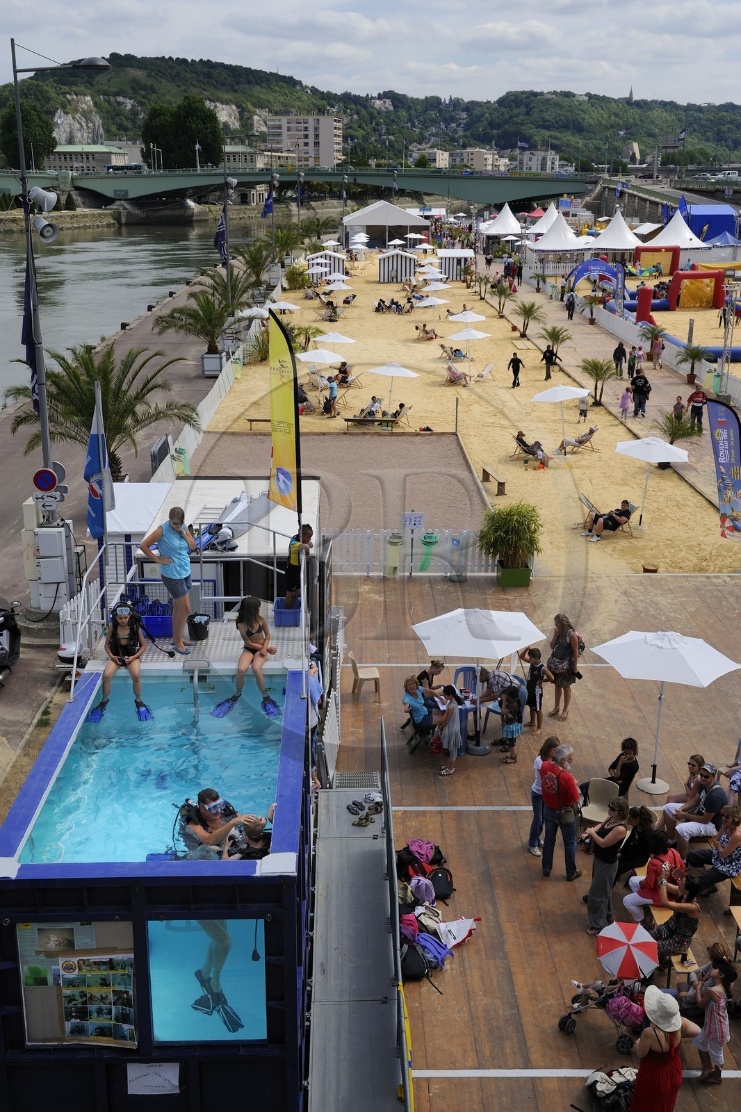 France, Seine-Maritime (76), Rouen, les quais de Seine lors de l'installation de Rouen Plage