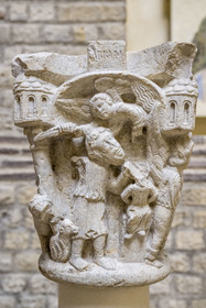 France, Paris, Musée de Cluny - Musée national du Moyen-Age (Middle Ages Museum in the former Hotel de Cluny), capital of the cloister of the abbey of Sant Pere de Rodes (Catalonia), end of the 12th century, Abraham's life