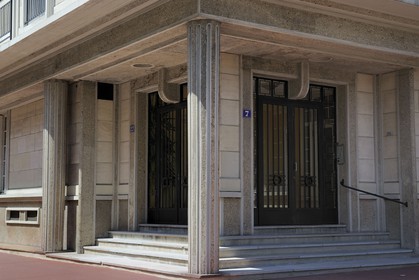 France, Seine Maritime, Le Havre, Downtown rebuilt by Auguste Perret listed as World Heritage by UNESCO, Perret building at 27 rue Beranger