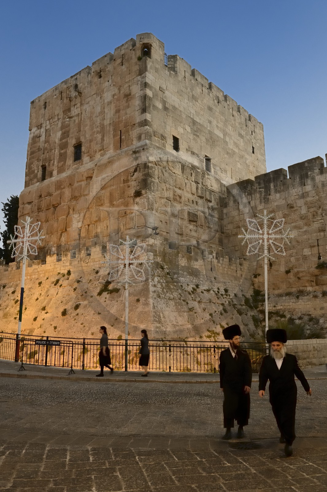 Israel, Jerusalem, holy city, the old town listed as World Heritage by UNESCO, the citadel near the Jaffa Gate, Phasael tower whose base date of the Herodian period