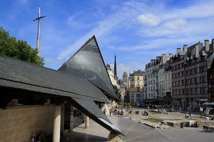 France, Seine Maritime, Rouen, place du Vieux Marché, the site of Joan Of Arc's pyre, the modern church of Saint Joan of Arc, the form of the building represents an upturned viking boat and fish shape