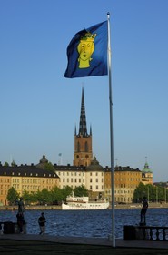 Suède, Stockholm, île de Gamla Stan (vieille ville), île des Chevaliers (Riddarholmen) et l' église des Chevaliers depuis l' Hôtel-de-Ville