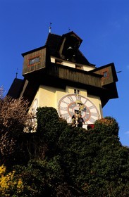Autriche, Styrie, Graz, centre historique classé Patrimoine Mondial de l'UNESCO, la tour de l'Horloge (Uhrturm) sur le Schlossberg