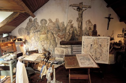 France, Essonne (91), Villiers-le-Bâcle, maison-atelier du peintre Foujita