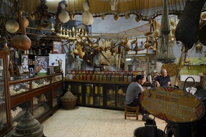 Israel, North district, Galilee, Acre (Akko), old town, listed as World Heritage by UNESCO, the bazaar and market street, the shop Marco Polo