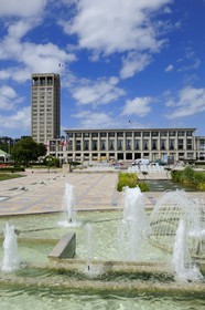 France, Seine Maritime, Le Havre, Downtown rebuilt by Auguste Perret listed as World Heritage by UNESCO, the City Hall of Perret (1958)