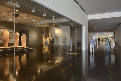 Israel, Jerusalem, Guivat Ram quarter, Israel Museum, department of archeology, human-shaped coffins from Deir el-Balah, pottery from the 13th century BCE