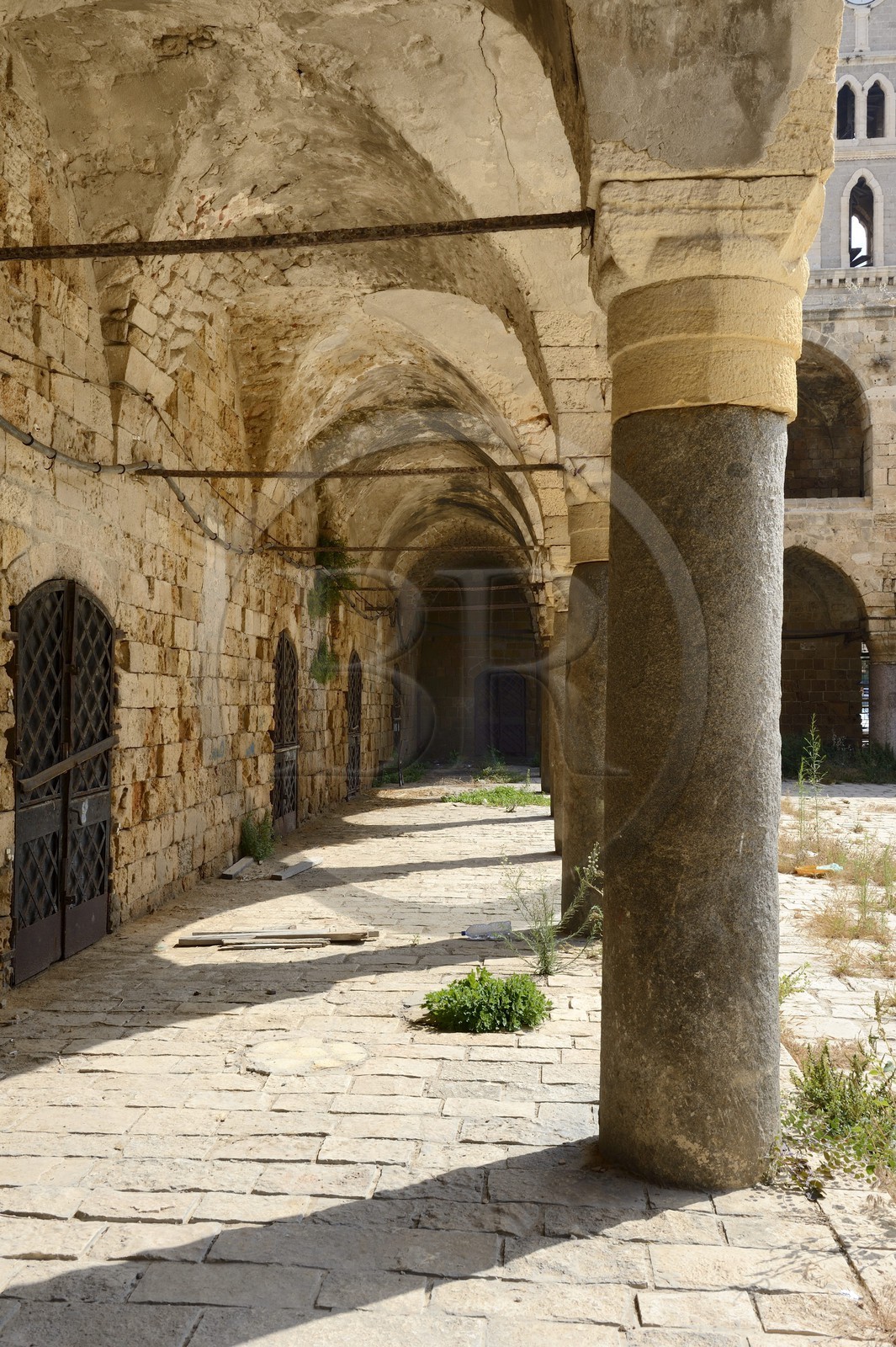 Israel, district Nord, Galilée, Acre (Akko), vieille ville, classée Patrimoine Mondial de l'UNESCO, la ville ottomane, le caravansérail Khan el Oumdan