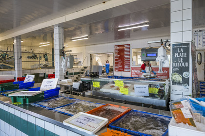 France, Finistère (29), Pays des Abers,  Lannilis, les viviers Prat-ar-Coum sur l'Aber Benoit, parc à huitres de Caroline Madec visible en arrière plan