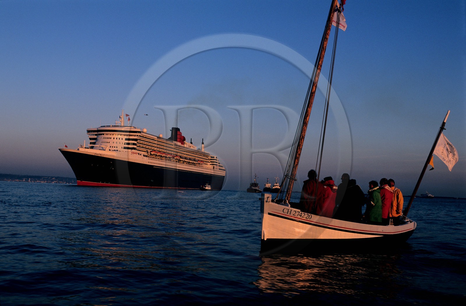 France, Manche, Cotentin, road of Cherbourg, arrival of Queen Mary II