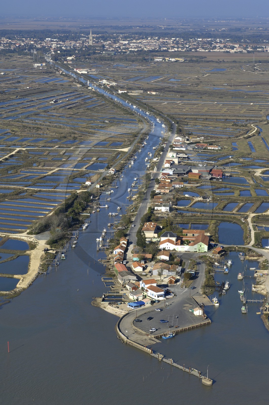 France, Charente-Maritime (17), bassin de Marennes-Oléron, Marennes, Claires et port de la Cayenne (vue aérienne)