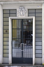 France, Manche, Cotentin, Saint Lo, building door pediment in Leturc street