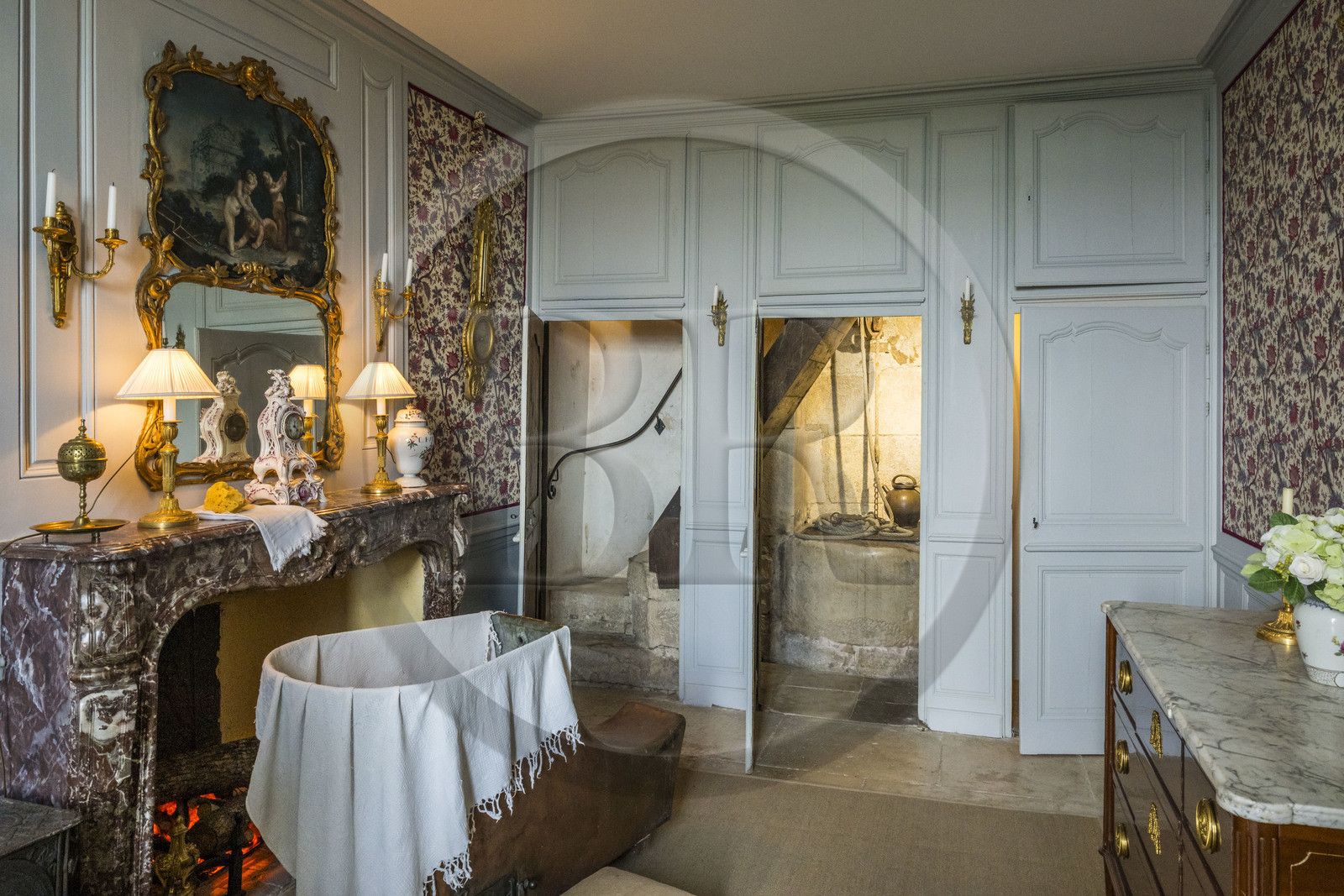 France, Côte-d'Or (21), Moutiers-Saint-Jean, abbaye Saint-Jean-de-Réome, l'ancien puit de l'abbaye médiévale intégrée aux appartements de l'abbé lors de la reconstruction du XVIIIe siècle