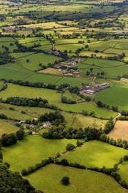 United Kingdom, England, Wales, landscape of groves towards Lampeter (aerial view)