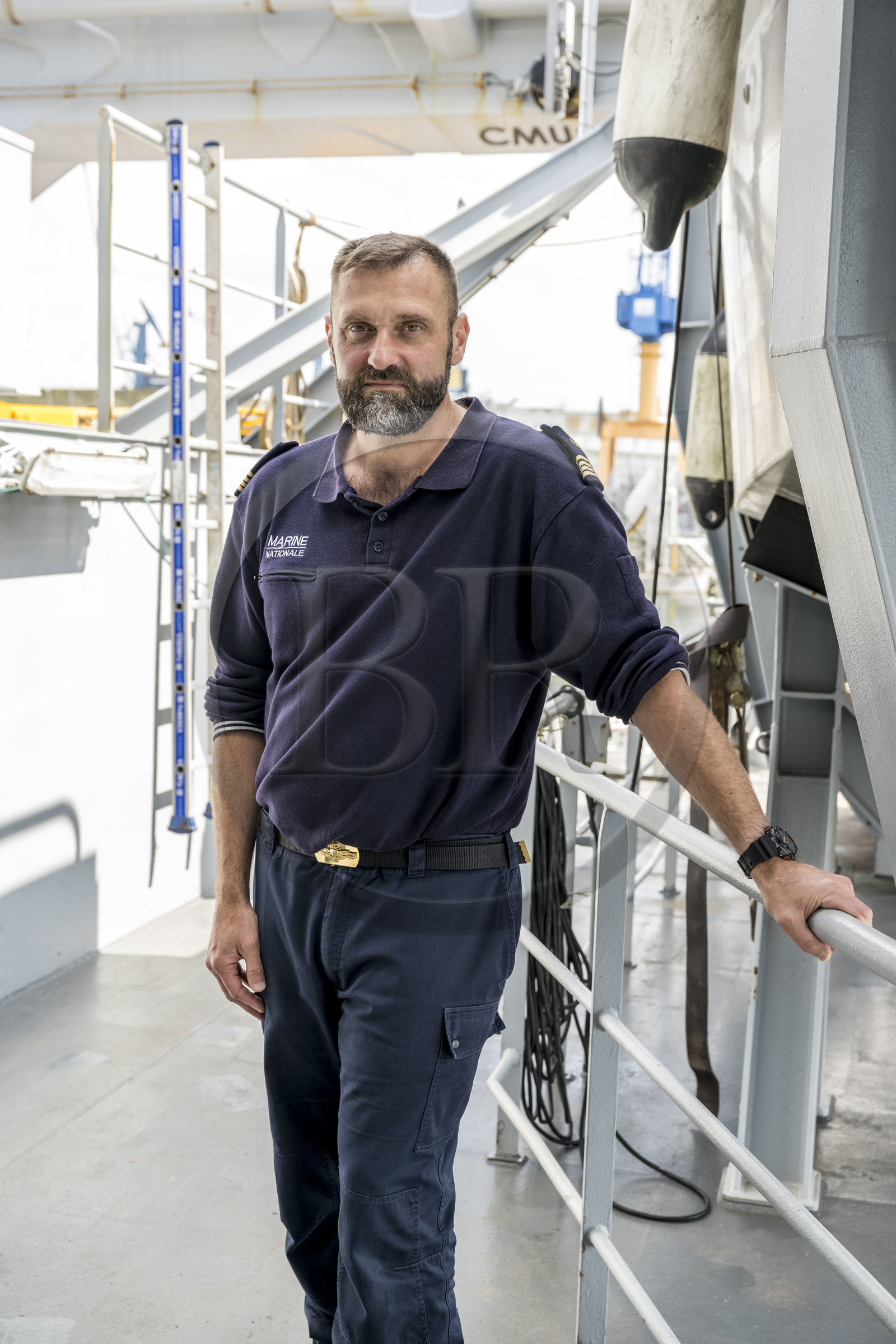 France, Finistère (29), Brest, l'arsenal, la Rade-Abri du port militaire base navale de la Marine nationale, commandant du  BSAM Garonne