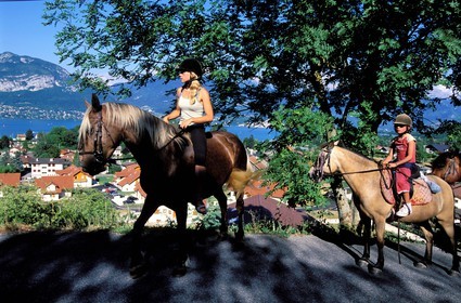 France, Haute Savoie, horseriding close to Annecy lake