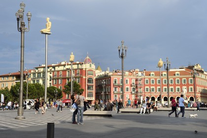 France, Alpes-Maritimes, Nice, Old Town, Place Massena, statues by Jaume Plensa