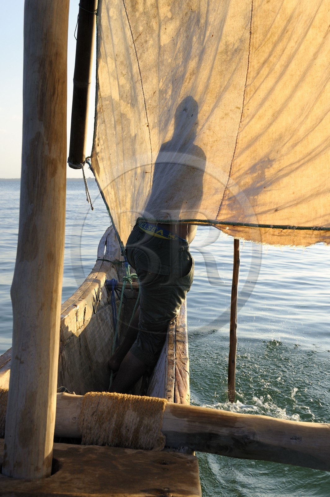 Tanzanie, archipel de Zanzibar, île de Unguja (Zanzibar), côte est, baie de Chwaka vers Michamvi, un dhow (boutre traditionnel)