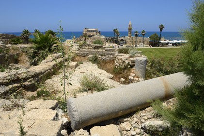 Israel, Haifa District, Caesarea (Caesarea Maritima), port of the citadel of the Crusaders build over the ruins of Caesarea