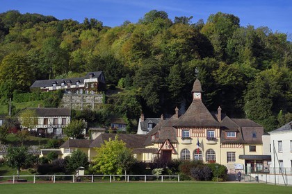 France, Seine-Maritime, Norman Seine River Meanders Regional Nature Park, the village of La Bouille Town Hall